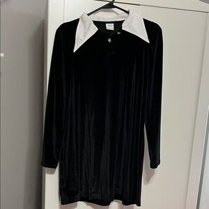 Zara Black Velvet Mini Dress with White Pointed Collar